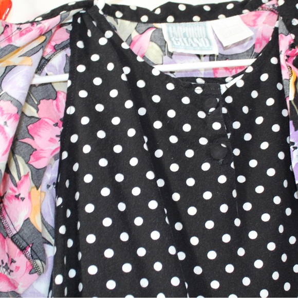 vintage floral mix print 3-piece shirt tank shorts set womens large - Picture 5 of 7